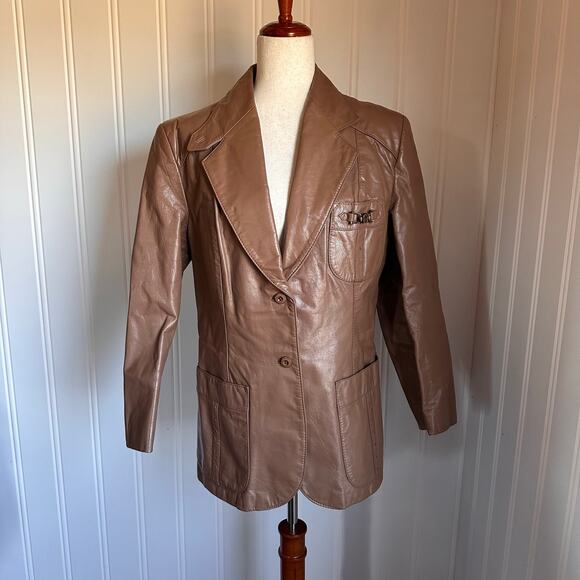 Etienne Aigner Jackets & Blazers - Vintage 90s Etienne Aigner Tan Leather Jacket M